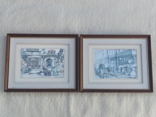 Vintage anton pieck framed - 2x,