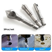 3Pcs / Set Deburring Metal Wood Plastic Countersink Drill Bit Hex Shank Tool