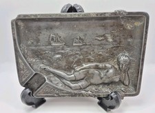 Art deco spelter ashtray lady - deco,