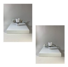 Marks & Spencer Pair Of White Ceramic Square Side Table Lamps