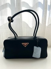Prada, Re-Nylon and leather small top-handle bag with padlock