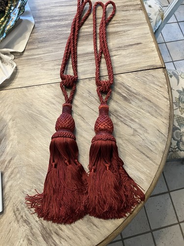 Vintage red beaded fringe - red,
