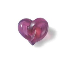 Lalique Crystal Twisted Hearts Sculpture Fuschia Crystal Ref 1184720