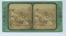 Rural Scene In France - Young Lovers & Soldier - c1850s Stereoview By Fraget