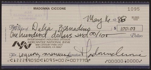 Madonna signed cheque - madonna, check