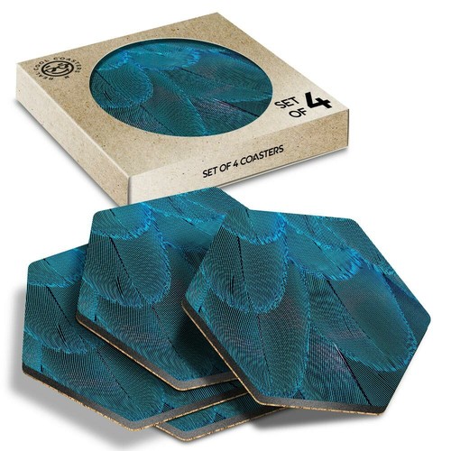 Hexagon coasters blue - 4,