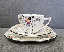 Vintage Shelley RD723404 Queen Anne Tea Set Trio Peaches and Grapes Pattern 