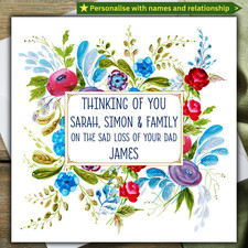 personalised SYMPATHY CONDOLENCE CARD mum dad husband wife nan grandad bother