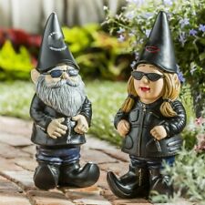 Garden Gnome Motor Biker Themed Couple Figurine Naughty Gnomes Statue Decor Gift