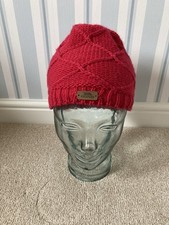 Trespass knitted style red beanie hat with fleece lining