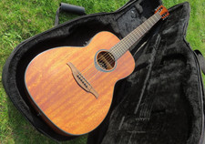 LAG Tramontane T77PE beautiful unmarked mahogany parlour guitar, with gig bag