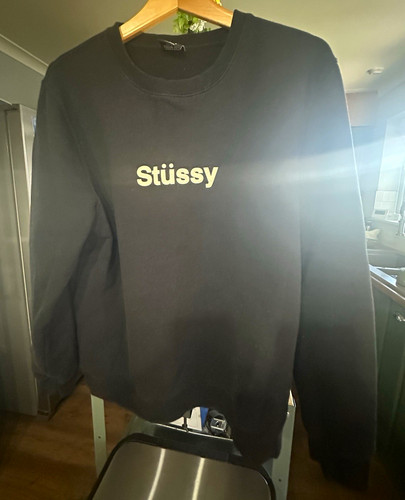 Stussy men black crew - stussy, neck