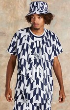 SikSilk X Messi Mens Navy / Grey Monogram Baseball Jersey Medium