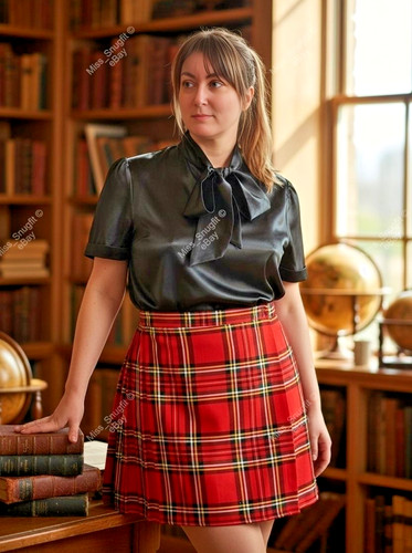 Black glossy satin short