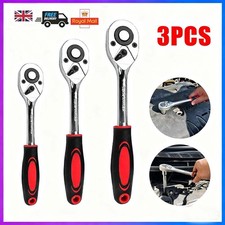 3 PIECE RATCHET SET 1/4" 3/8" 1/2" INCH DRIVE WRENCH HANDLE SOCKET NEW 23-73🔥