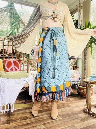 Layered hippie maxi skirt - layered,