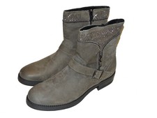 Bellissimo Womens Suede Ankle Boots size 8 EU41 Taupe Leather Studded Bnib