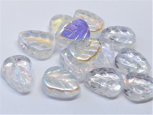 Czech glass leaf - (mm),