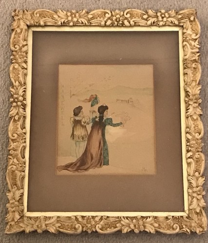 Antique water colour slepe - colour, of