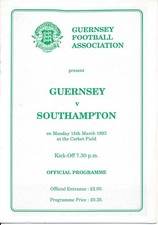 GUERNSEY FA X1 v Southampton (Friendly) 1992/1993 - Football Programme