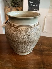 Denby bracken / Green / Brown Textured Vase - 21 cm tall