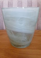 Heavy Semi Opaque Light Blue Tints GLASS Vase with Internal dome Base. 1.28 kilo