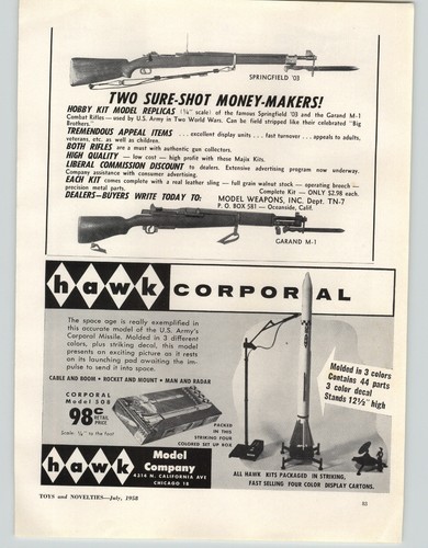 1958 paper model weapons - 1958, ad