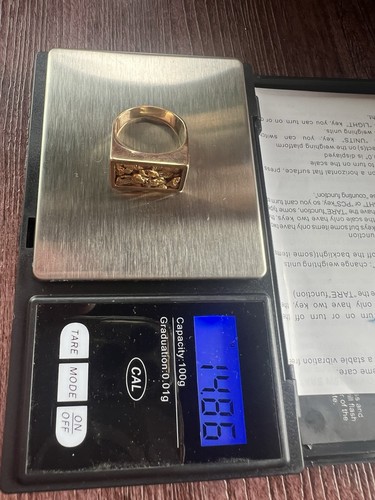 Men gold nugget ring - gold, size