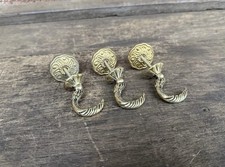 3 Vintage Brass Floral Screw