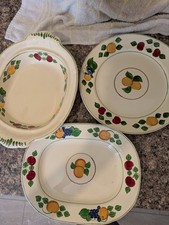 Royal Adams Vintage Ivory Titian Ware Hand Painted Dinner Plate,2 Serving Dishes