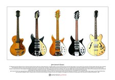 John Lennon's Guitars Limited Edition Fine Art Print A3 size