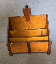 Vintage Antique Wooden Letter Stationary Rack Desk Tidy Freestanding / Mountable