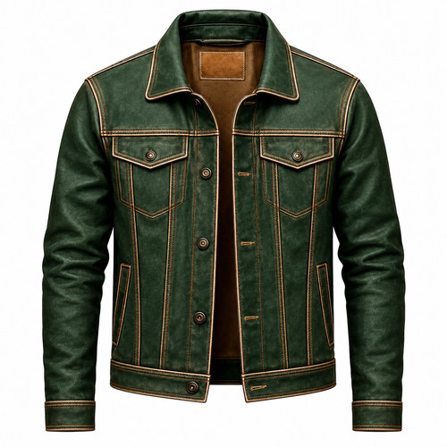Trucker leather jacket for - leather,