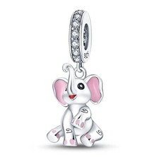 Pink Elephant Dangle Charm For