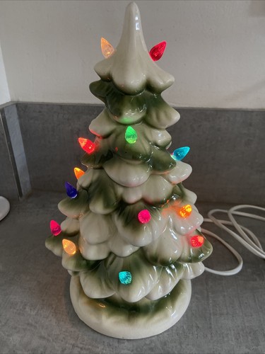 Vintage ceramic lighted snow - lighted,
