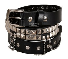 Mens Black Leather 2 Row