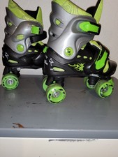 No Fear Childs Adjustable Quad Roller Skates – Black & Neon Green UK 1–4 U 33–37