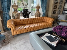 Spectacular Soane Britain Big Bear Sofa tan leather Chesterfield rrp £27,540