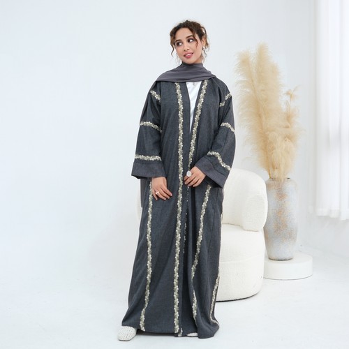 Dubai embroidery open kaftan - open,