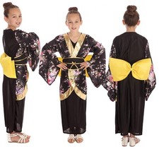 Geisha Japanese Chinese Kimono Girls Childrens Fancy Dress Costume Age 4 - 11