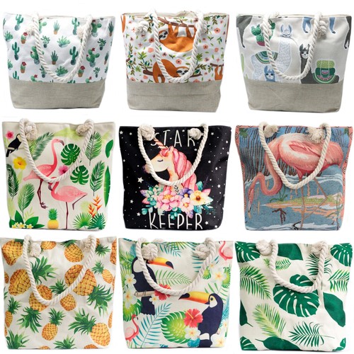 Rope handle canvas tote beach - rope,