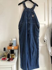 Carhartt Crop Denim Dungarees Bib Overalls Made USA Vintage wide W44 Wip Y2k Xl