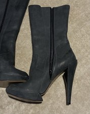 Nicholas Kirkwood Grey Leather Knee High Boots Size EU 38.5 UK 5.5