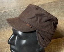 Barbour Stanhope Waxed Trapper Hat Brown Quilted Shearling Fleece Lining - Small
