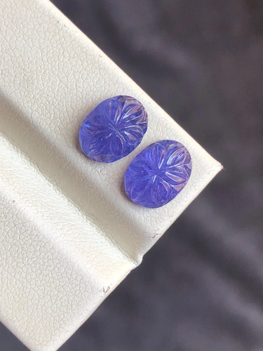 Tanzanite carving pair loose - carving, pair,