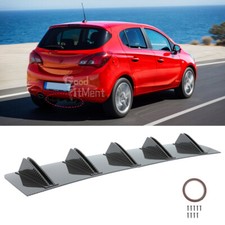 For Vauxhall Corsa VXR Carbon Fiber Look Rear Bumper Spoiler Diffuser 10 Fins