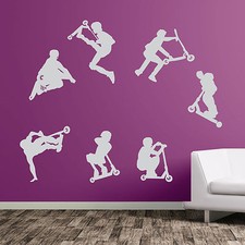 Stunt Scooters Kids Sports DIY Wall Decal Decorative Vinyl Stickers New Deco A49