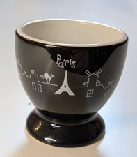 Stylish Paris Skyline Black & White Hand Decorated Ceramic Egg Cup