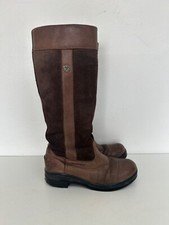 Ariat Brown leather tall equestrian boots waterproof uk 4.5 woman's yard vgc