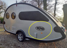 TEARDROP CARAVAN MINI TRAILER STICKER DECAL T & B COVER UP DENTS SILVER BLACK X2